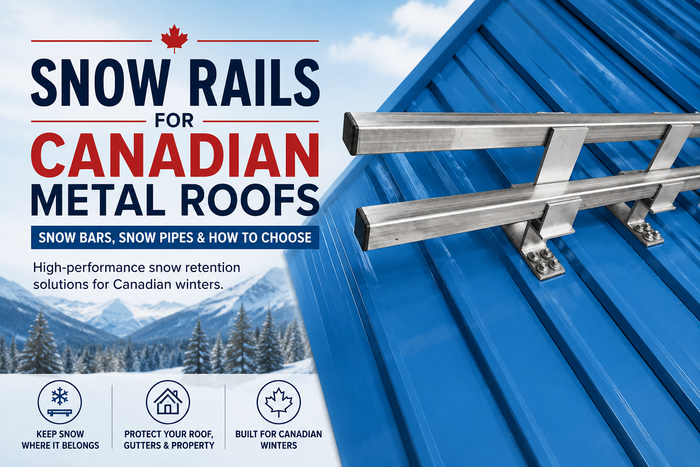 Snow rails and snow bars for Canadian metal roofs