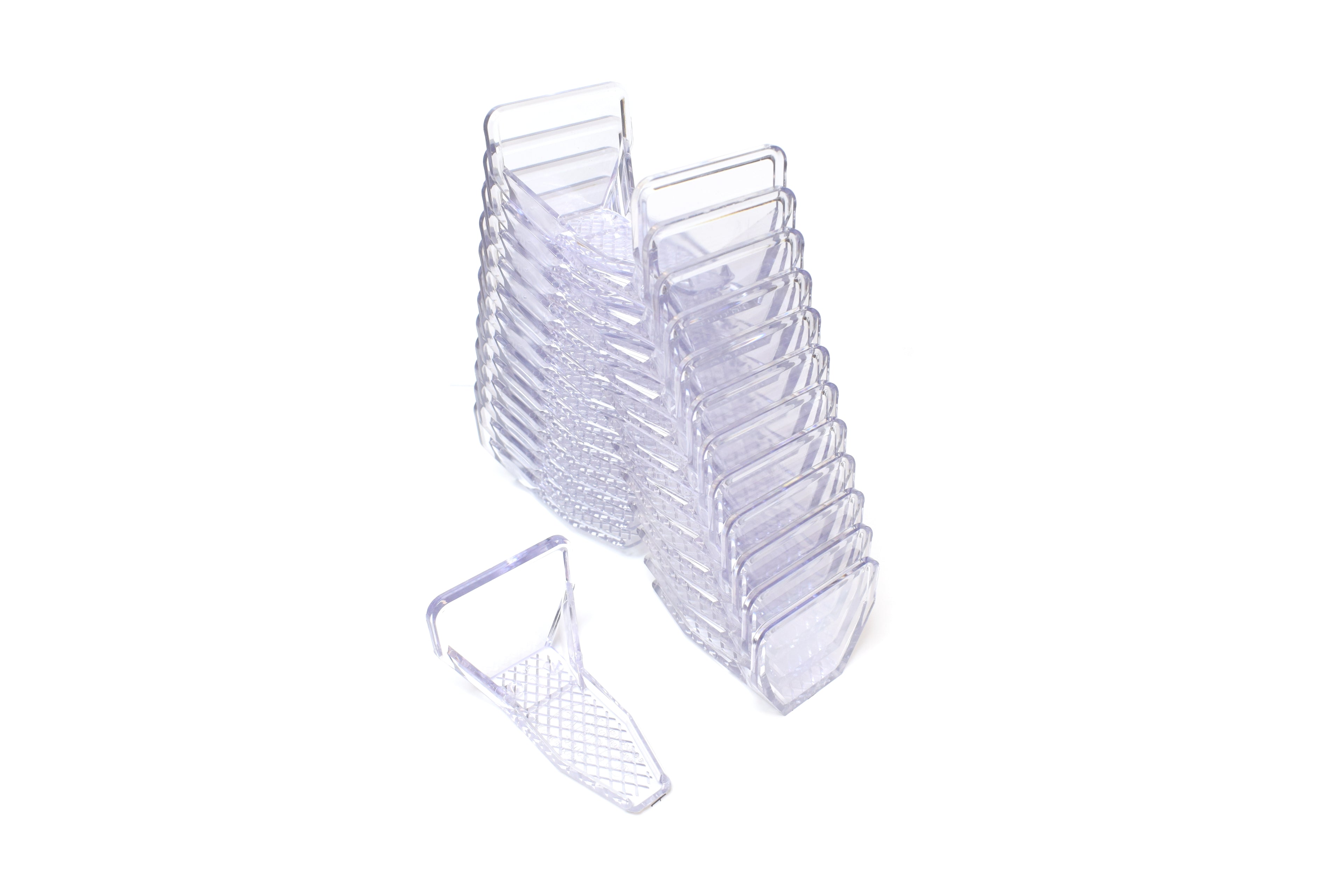 Stack of clear Metal roof snow guards