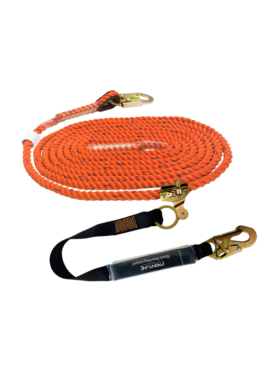 Frontline Premium Vertical Lifeline with openable rope grab and shock pack, 5/8 inch polysteel rope
