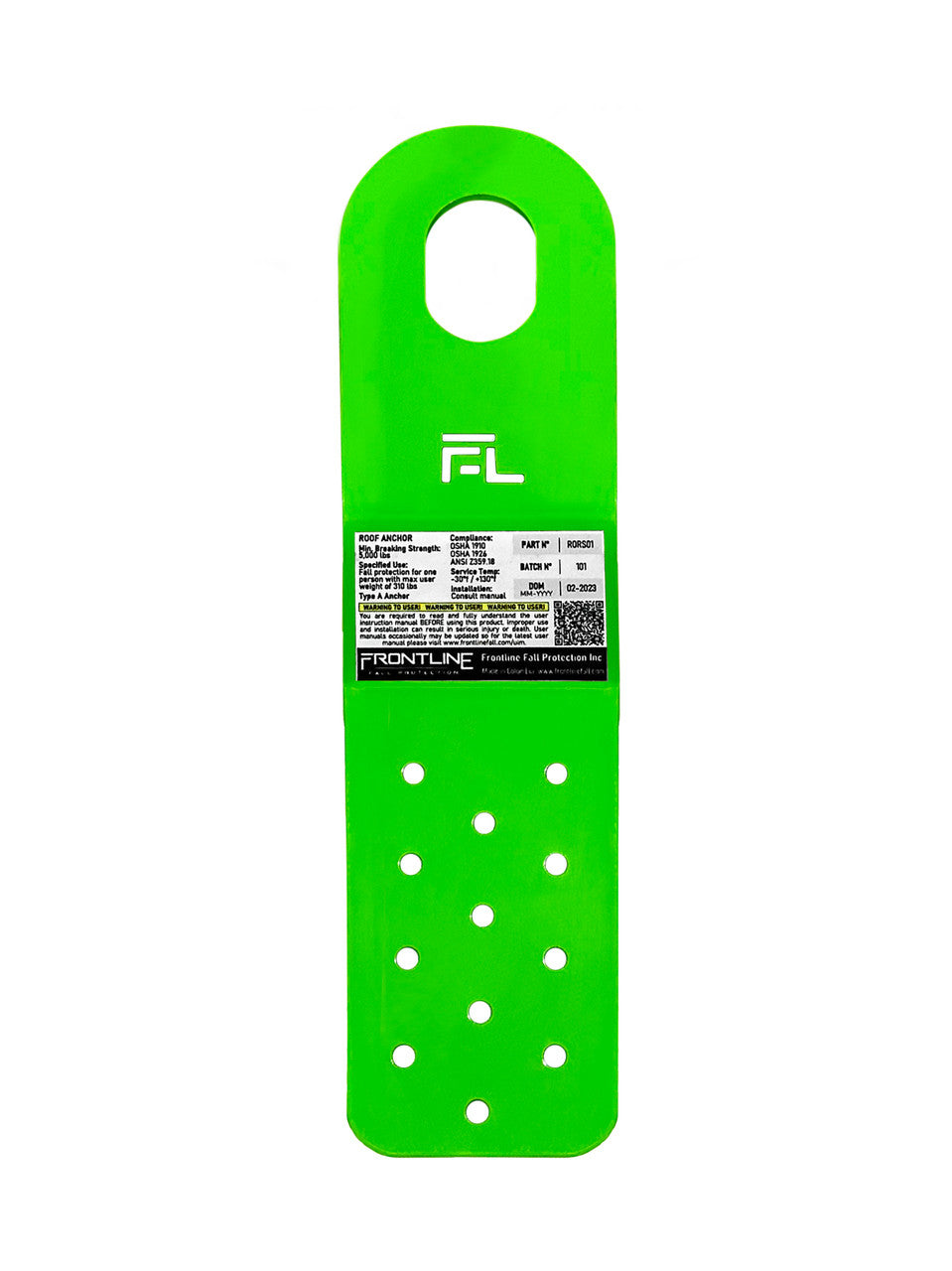 Frontline PitchFast roof anchor - safety green