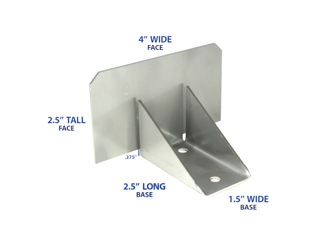 SnowCatchers stainless steel snow guard dimensions diagram showing width, height, and mounting hole spacing
