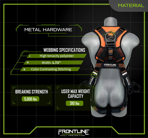 Frontline 105CFTB Combat™ Full Body Vest Harness – Front & Side D-Rings + Trauma Straps | ANSI