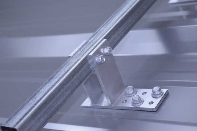 Galvanized SnoBar snow rail with ColorBracket ice stopper detail